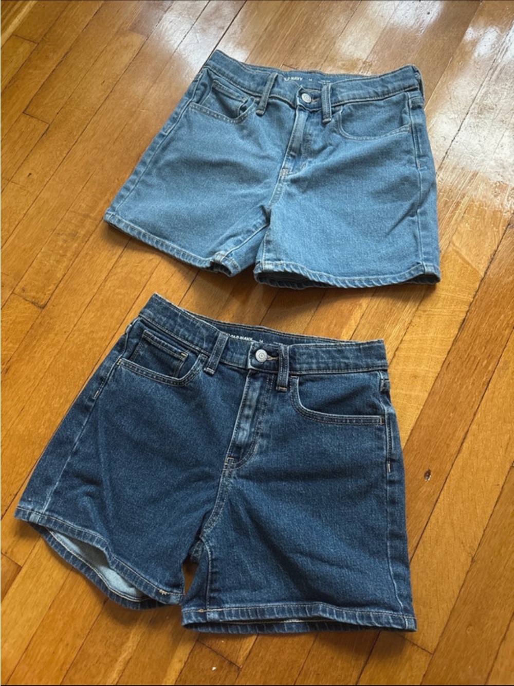 2 Old Navy Girls Denim Shorts - Light Wash & Dark Wash